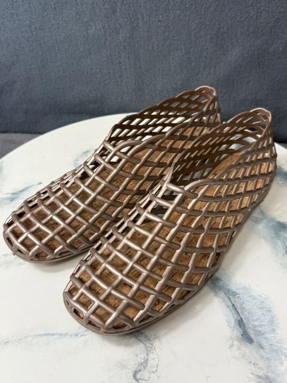Jelly Shoes Pewter Brown Ladies 7/38 Slip-on Flats Loafers Boho